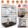4 Tiers Cat Cage Rolling Metal Cat Playpen Enclosures Cat Kennel House Ferret Crate with 360° Lockable Wheels 3 Doors 3 Ladders Hammock