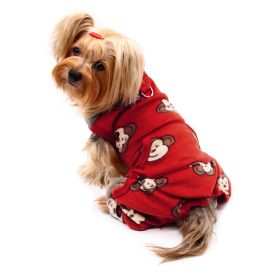 Silly Monkey Front Sleeveless Fleec Pajamas - Burgundy - XL