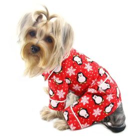 Penguins & Snowflake Flannel PJ with 2 Pockets (Red) - XS