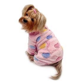 Ultra Plush Colorful Hearts Turtleneck Pajamas - Pink - S