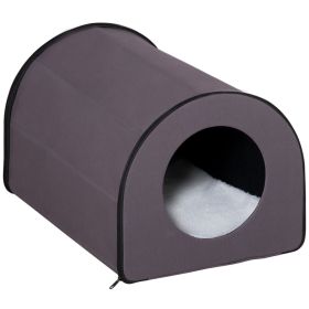 PawHut Heated Cat House Outdoor Portable Heated Cat Houses, Elevated Waterproof and Insulated A Safe Pet House Stay Warm and Dry Brown