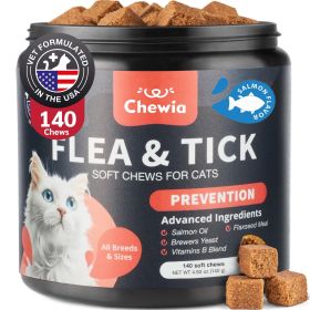 cats>Flea Support Chews for Cats Salmon Flavor Flea and Tick Supplement for Cats Daily Oral Cat Flea and Tick Treatment Chews Soft Treats for All Bree