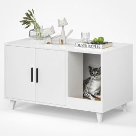 Cat Litter Box Enclosure Furniture with Scratch Pad, Hidden Cat Washroom Cabinet, Multi-Functional Pet House Table, Scratch-Resistant Finish