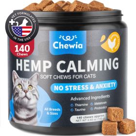 CaCat Calming Treats Hemp Calming Care for Cats Cat Melatonin Soft Chews with Hemp Seed Oil and Probiotics Cat Anxiety Relief Storms Travel Groomin