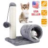 Cat Scratching Post Cat Kitten Sisal Scratch Post Toy w/ Tunnel & Lifelike Mouse Toy Pet Activity Play Fun