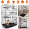 4 Tiers Cat Cage Rolling Metal Cat Playpen Enclosures Cat Kennel House Ferret Crate with 360° Lockable Wheels 3 Doors 3 Ladders Hammock