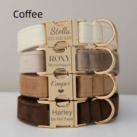 Multiple Colour Velvet Personalise Dog Collar Leash Set With Bow (Option: Coffee-S)
