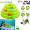 Cat Track Tower Toys 4-Layer Ball Track Interactive Cat Toys Electric Rotate Butterfly Birds
