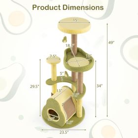 Cat TreFreestanding Multi-level Avocado Cat Tower With Private Condo (Option: Multicolor)