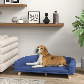 Pet Supplies>Dog BedsDog Sofa Couch Bed With Washable Cushion For Large Dogs (Color: Blue)