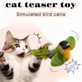 Interactive Cat Toy - Indoor Cat with Catnip Interactive Chirp Bird Teaser - Cat Teasing Artifact - Bird Feathers and Sound Attracting Kitten Art (Color: Blue)