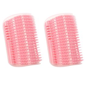 1/2pcs Corner Scrubber Cat Scratcher Massage Brush Scratcher Toy Cat Scratch Board, Wall Corner Cat Brush Pet Groomer Tool Brush Comb Pet Supplie (Color: pink, Quantity: 2pcs)