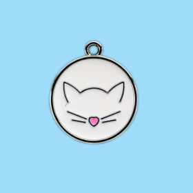 Pet Collar Cat Cute Cat Pattern Pendant Collar For Dogs Kitten Cats (Color: White, size: One-size)