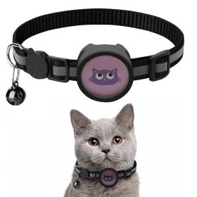 Pet Reflective Collar With Bell For AirTag (Color: Black, Type: Pet Supplies)