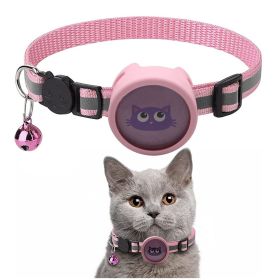 Pet Reflective Collar With Bell For AirTag (Color: pink, Type: Pet Supplies)