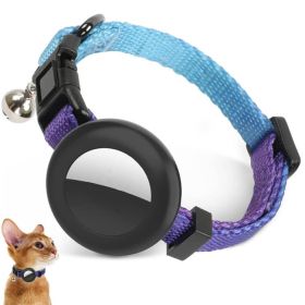 For AirTag Tracker Silicone Case Rainbow Gradient Pet Collar (Color: Gradient Blue, Type: Pet Supplies)