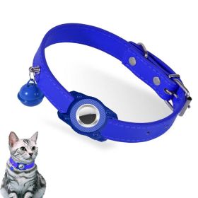 For AirTag Tracker Waterproof Protection Case Pet Leather Collar (Color: Blue, Type: Pet Supplies)