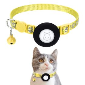 Pet Cat Reflective Collar With Bell For Airtag Tracker (Color: Yellow, Type: Pet Supplies)