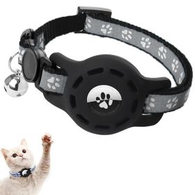 For AirTag Tracker Locator Protective Case Reflective Pet Collar (Color: Black, Type: Pet Supplies)