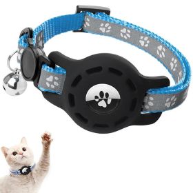 For AirTag Tracker Locator Protective Case Reflective Pet Collar (Color: Blue, Type: Pet Supplies)