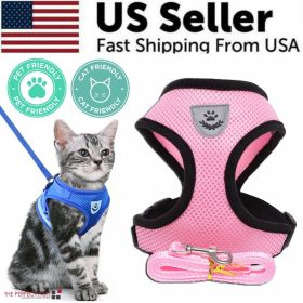 Cat Dog Pet Harness Adjustable Control Vest Dogs Reflective S M L XL Leash (Color: pink, size: XL)