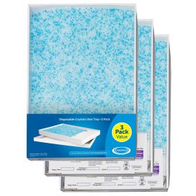 Crystal Litter Tray;  3-Pack/6-Pack Easy Cleanup with Disposable Tray Includes Leak Protection and Low Tracking Litter (Count Per Pack: 3)