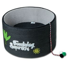 peTouchcat 'Claw-ver Nest' Rounded Scratching Cat Bed w/ Teaser Toy (Color: Black)