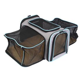 Expandable Pet Carrier Airline Approved Cat Dog Carrier Cat Collapsible Soft Carrier Bag with Removable Fleece Pad Pockets Breathable Mesh Adjust (Color: Grey)