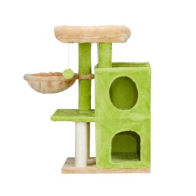 Cute Cat House for Indoor Cats Activity (Color: Green & Yellow, Type: Pet Supplies)